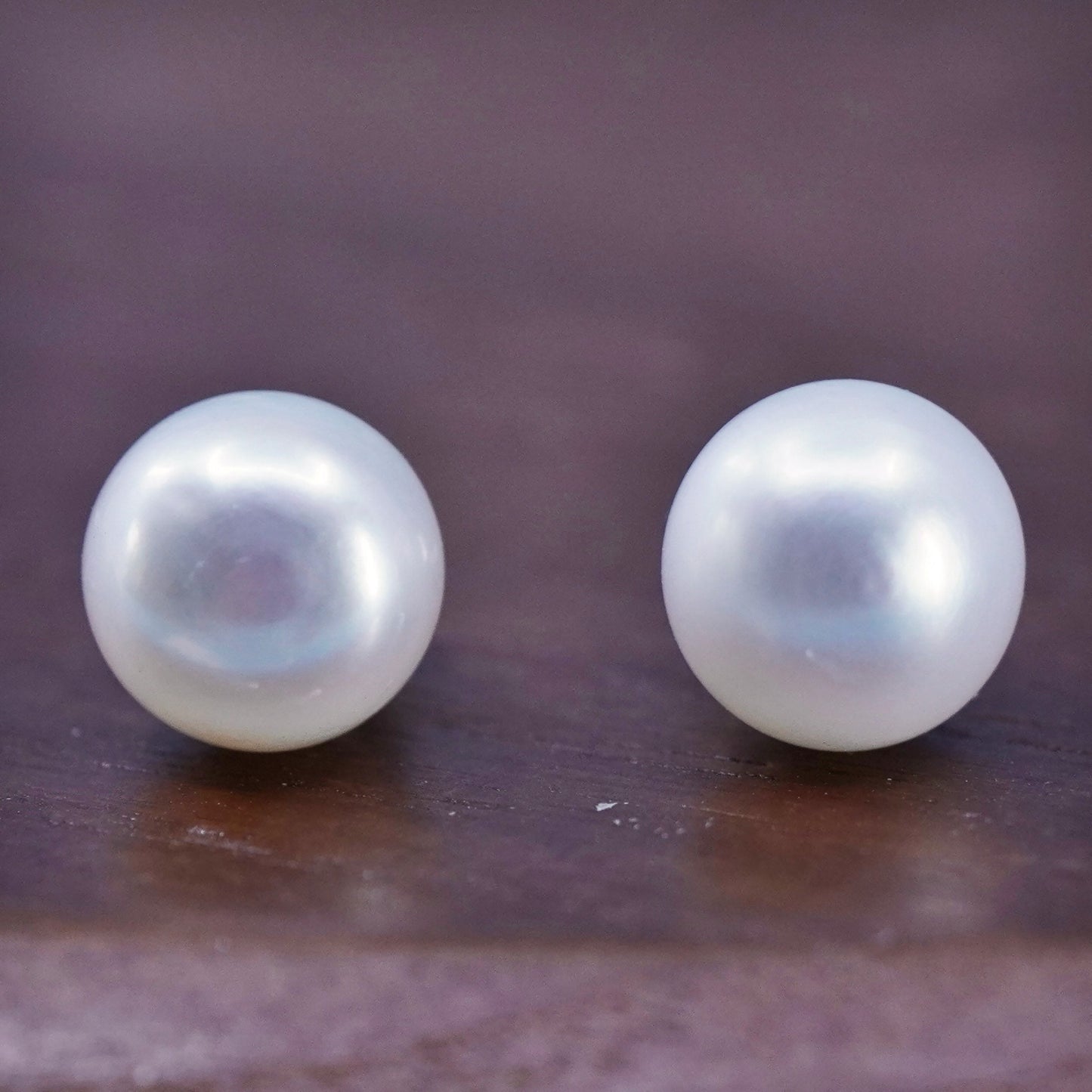 8mm, Vintage 925 Sterling silver handmade studs earrings white pearl