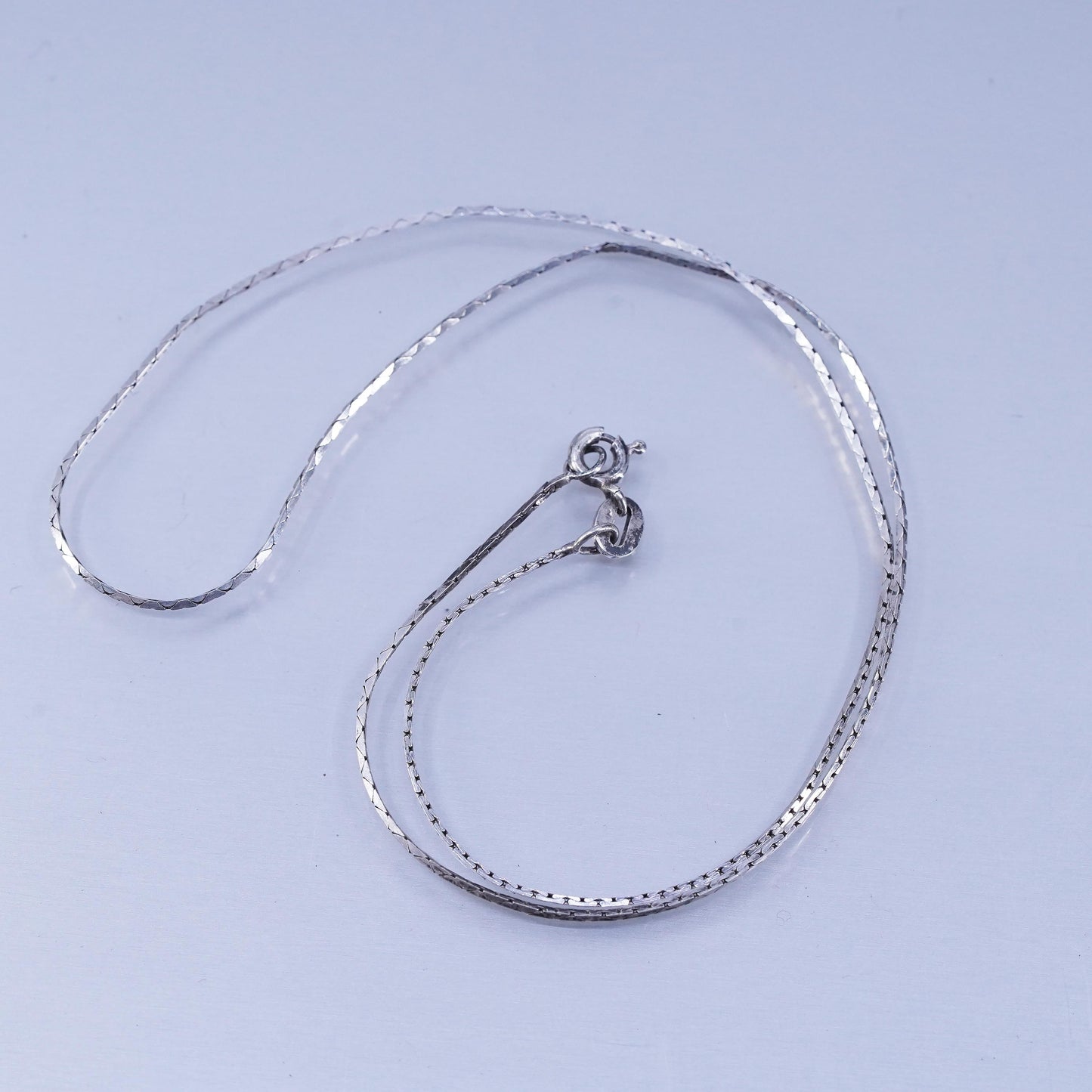 16” 1mm, vintage Sterling 925 silver square snake chain necklace