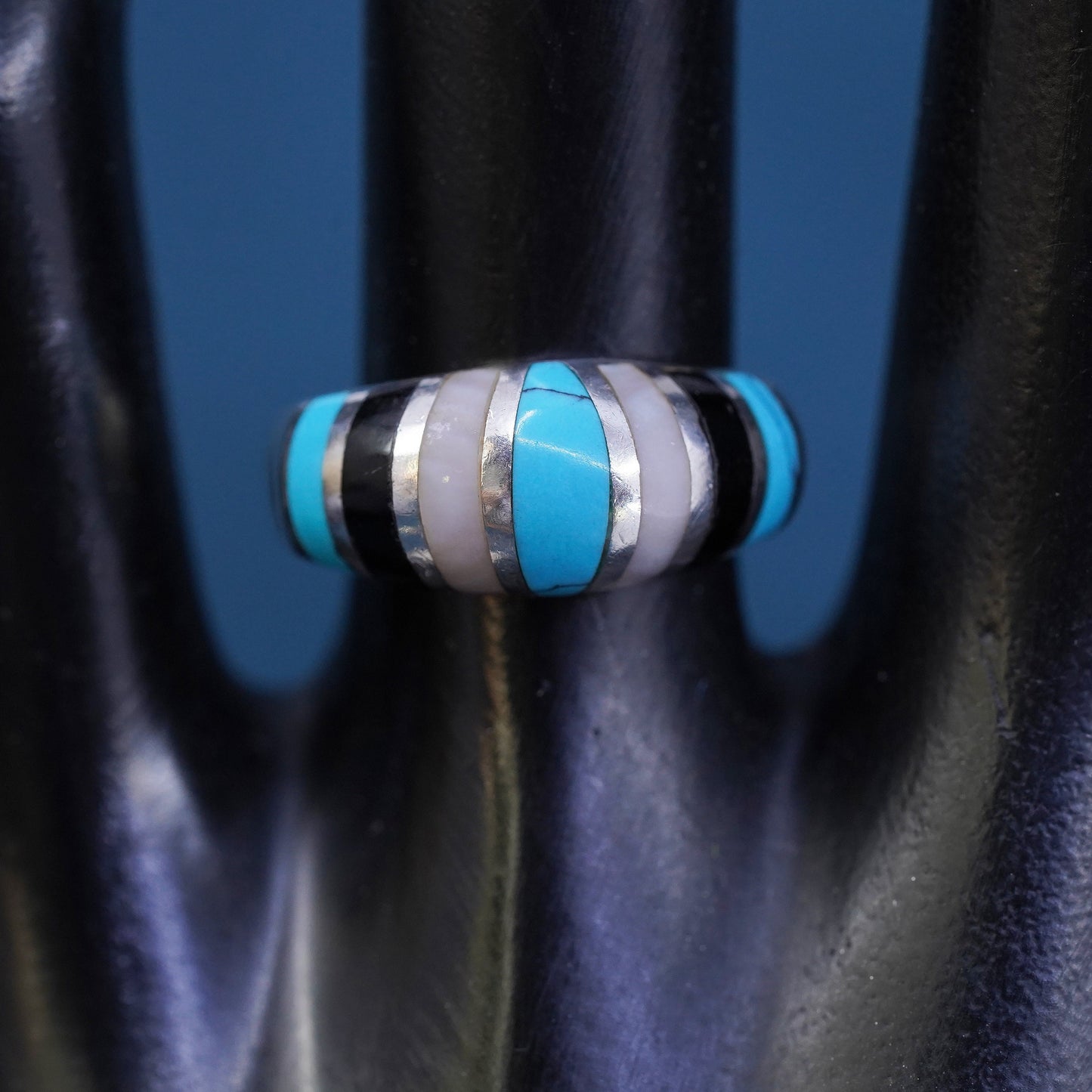 Size 6.5, Sterling 925 silver ring, Native American, southwestern turquoise