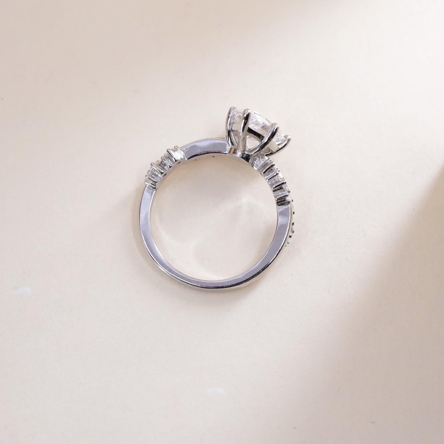Size 5, Sterling silver ring, 925 silver with teardrop cut cz, engagement ring