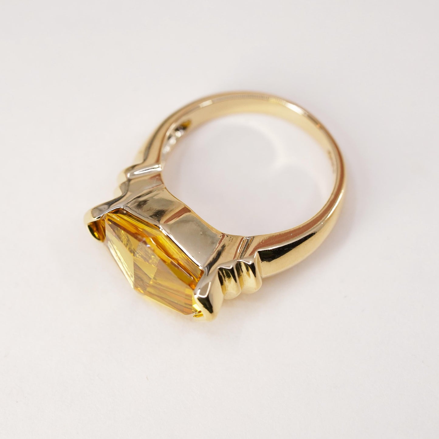Size 6, Vermeil gold over sterling silver citrine ring, 925 band, engagement
