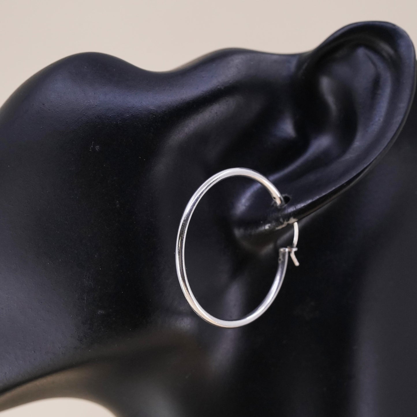 1.5", Vintage sterling 925 silver loop single earring, minimalist hoop