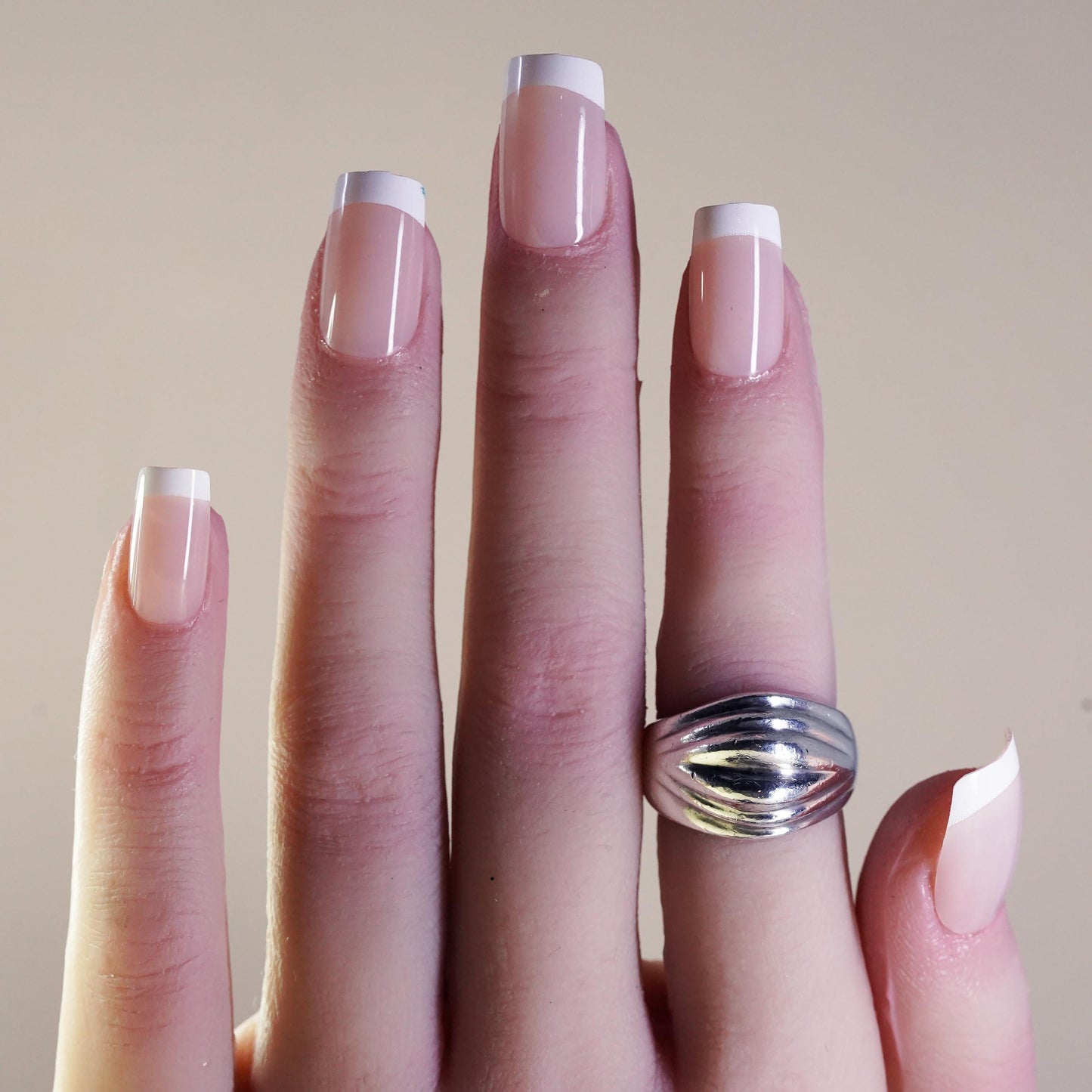 Size 6, vintage sterling silver ribbed ring, southwestern 925 band, modernist
