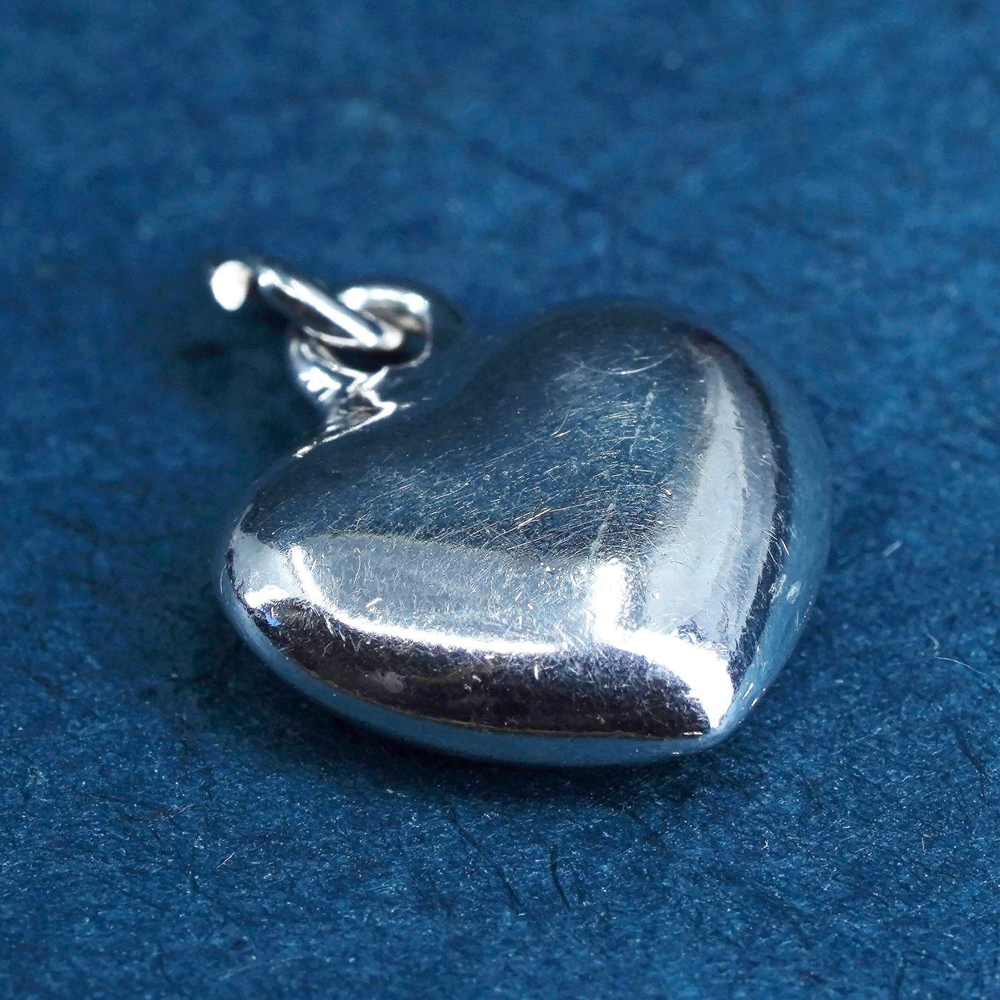 Vintage Sterling silver handmade pendant, puffy 925 silver heart
