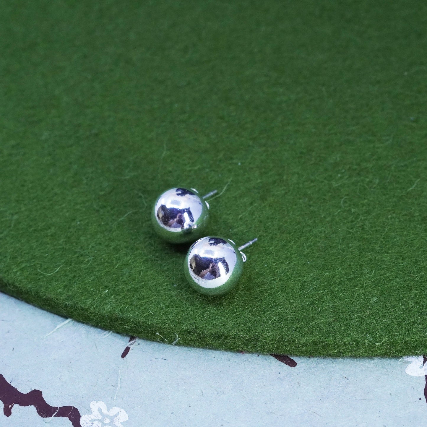 12mm, Vintage sterling silver huge sphere studs, handmade 925 earrings