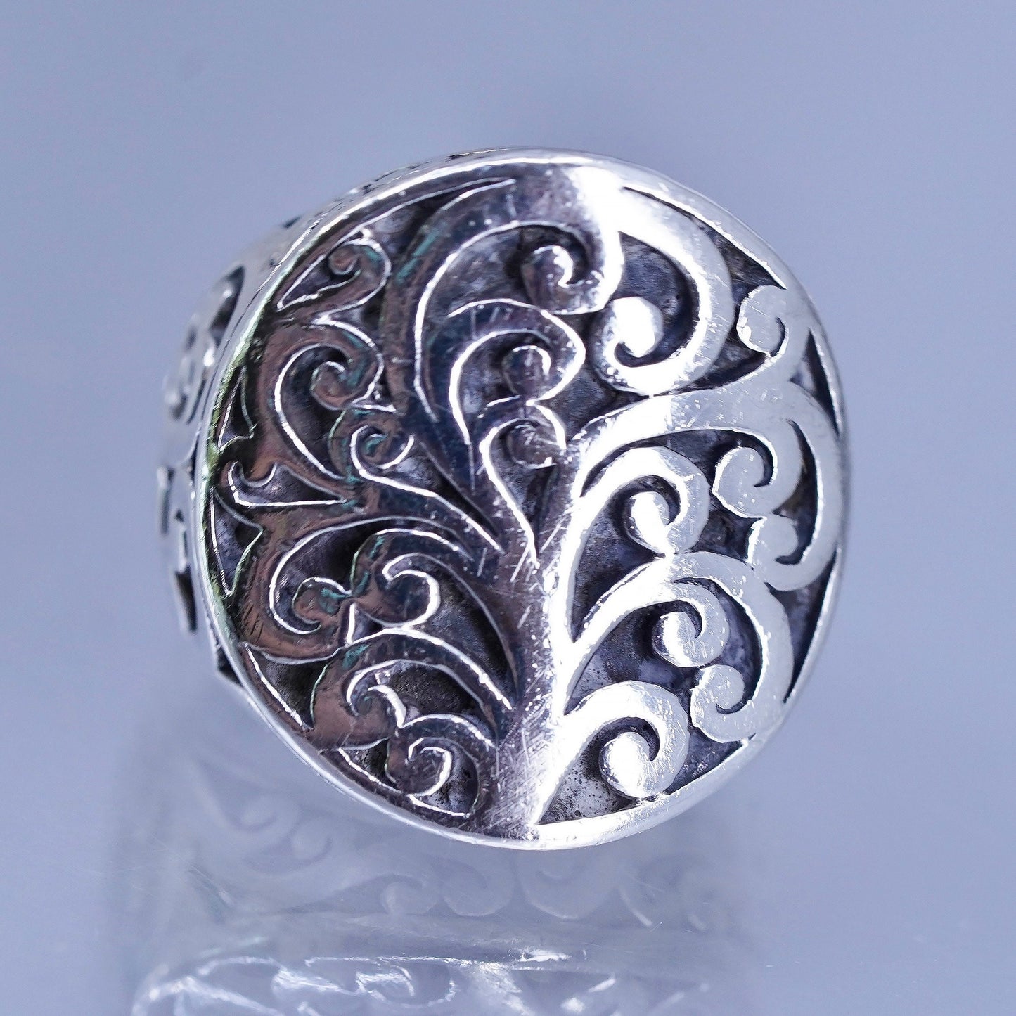 Size 6, vintage Sterling 925 silver handmade ring, modern swirly band