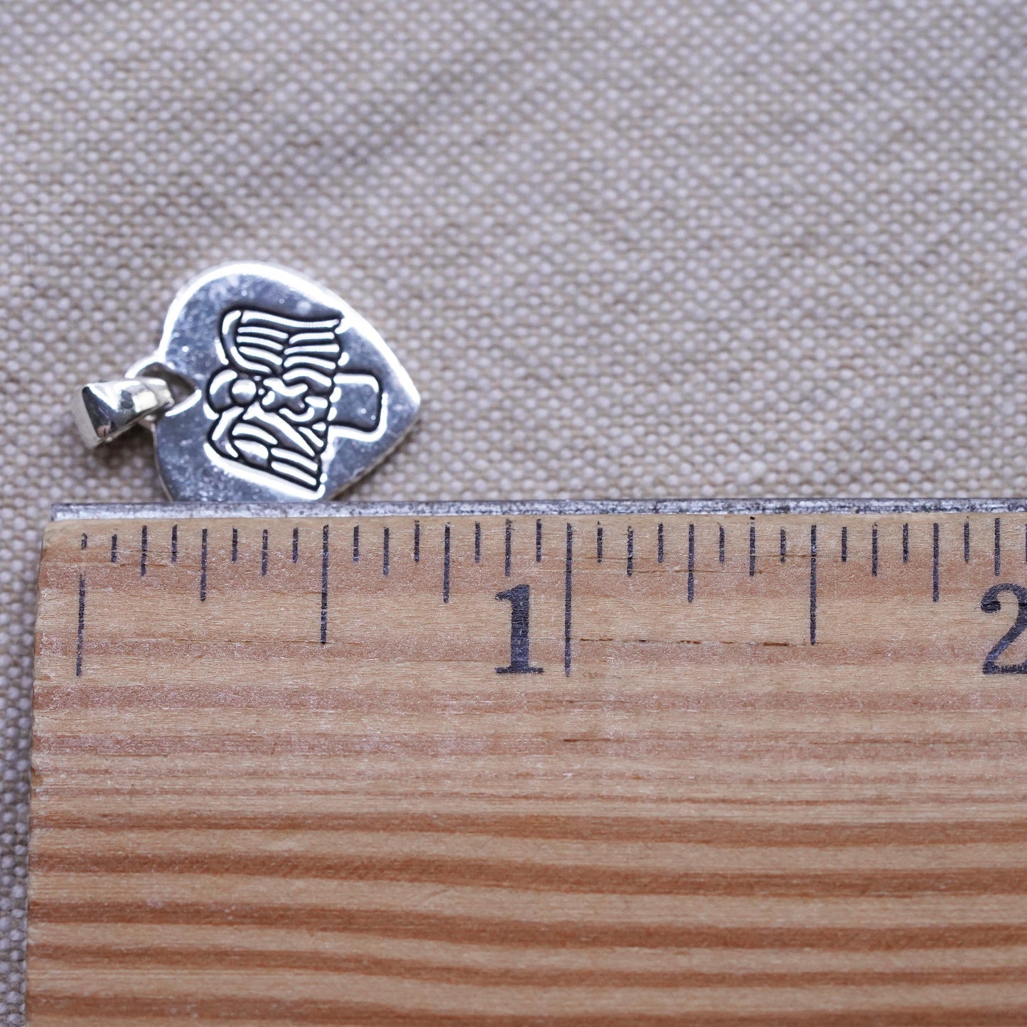 Vintage Sterling silver handmade charm, 925 guardian angel protect me pendant