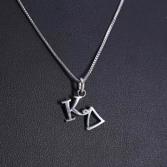 18", Sterling silver necklace, 925 box chain Greek letter Kappa Delta pendant