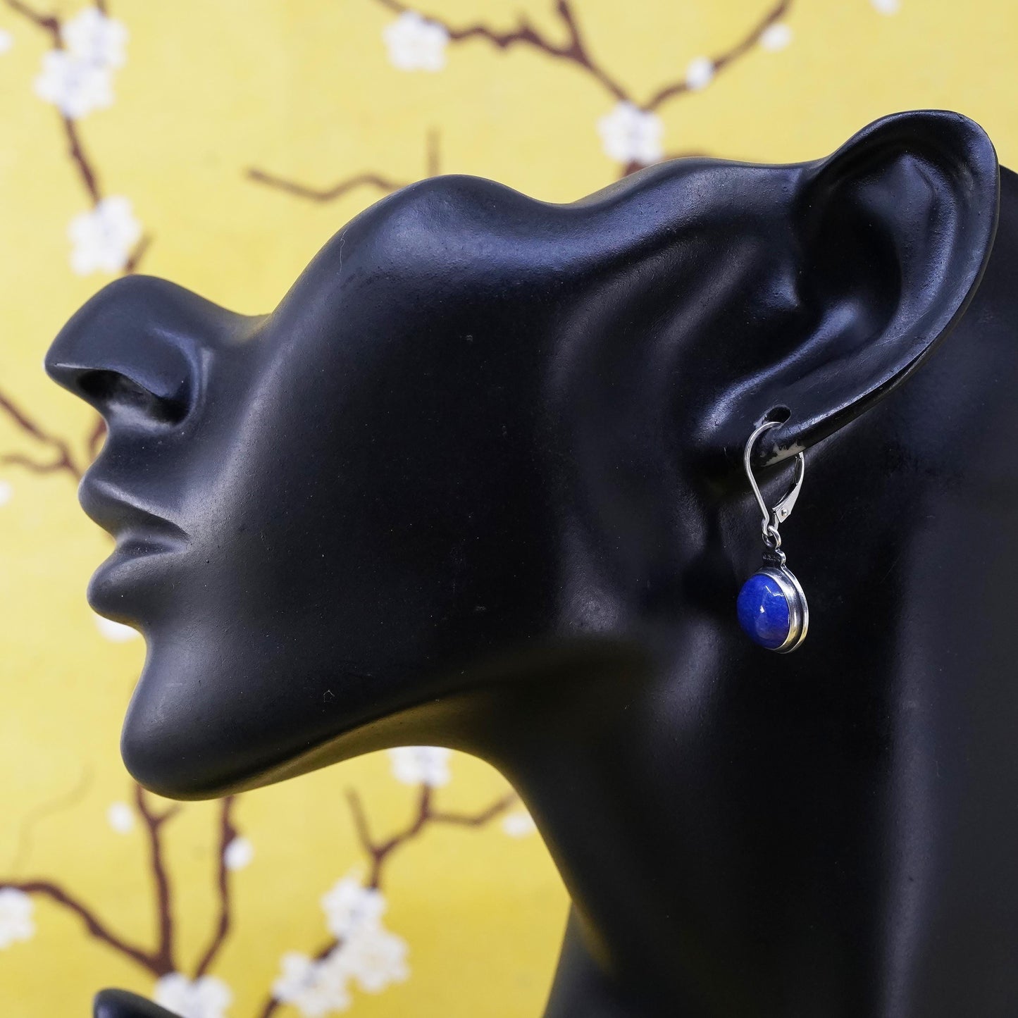 Vintage Carolyn Pollack Relios Sterling 925 Silver circle Earrings lapis lazuli