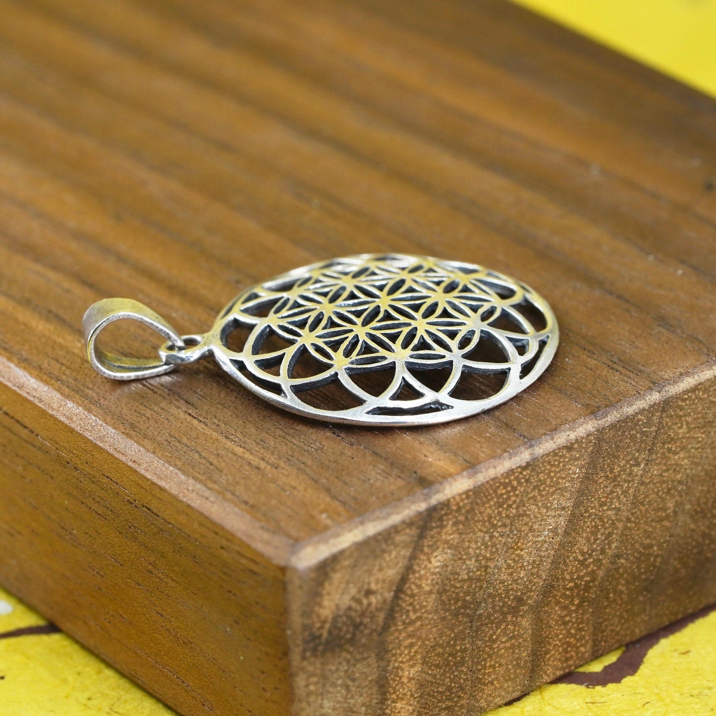 Vintage Sterling silver handmade woven pendant, 925 braided circle charm