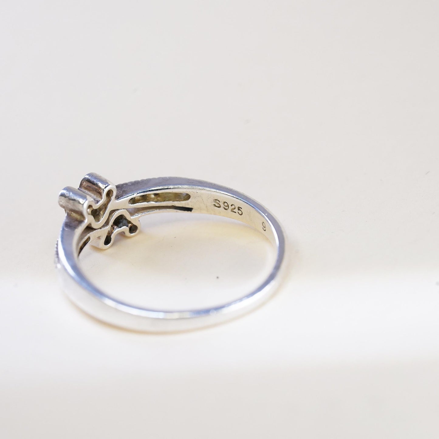 Size 9.25, Disney sterling 925 silver Mickey Mouse band ring with cluster CZ