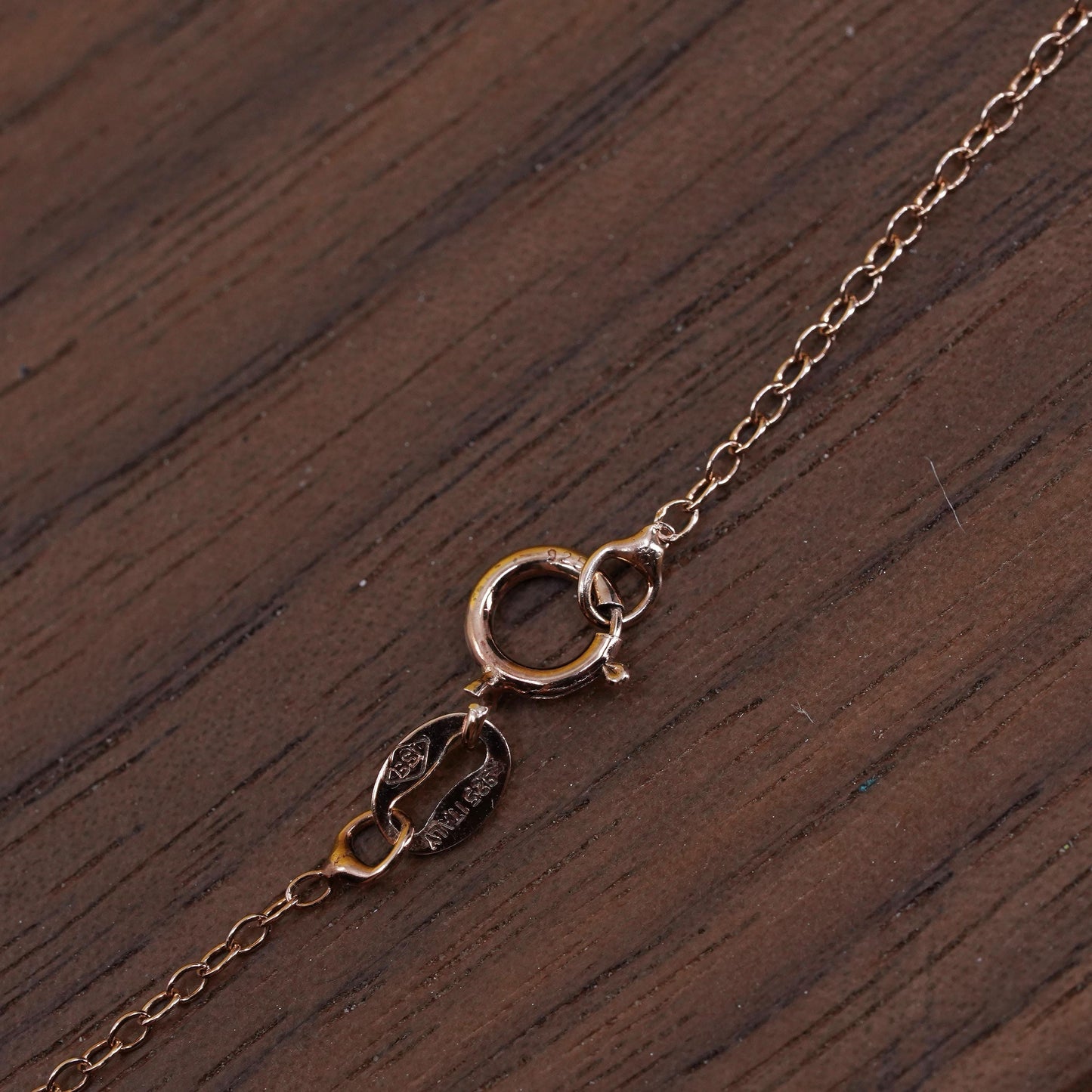 18", Italian rose gold Sterling 925 Silver circle Necklace monogram RAB pendant