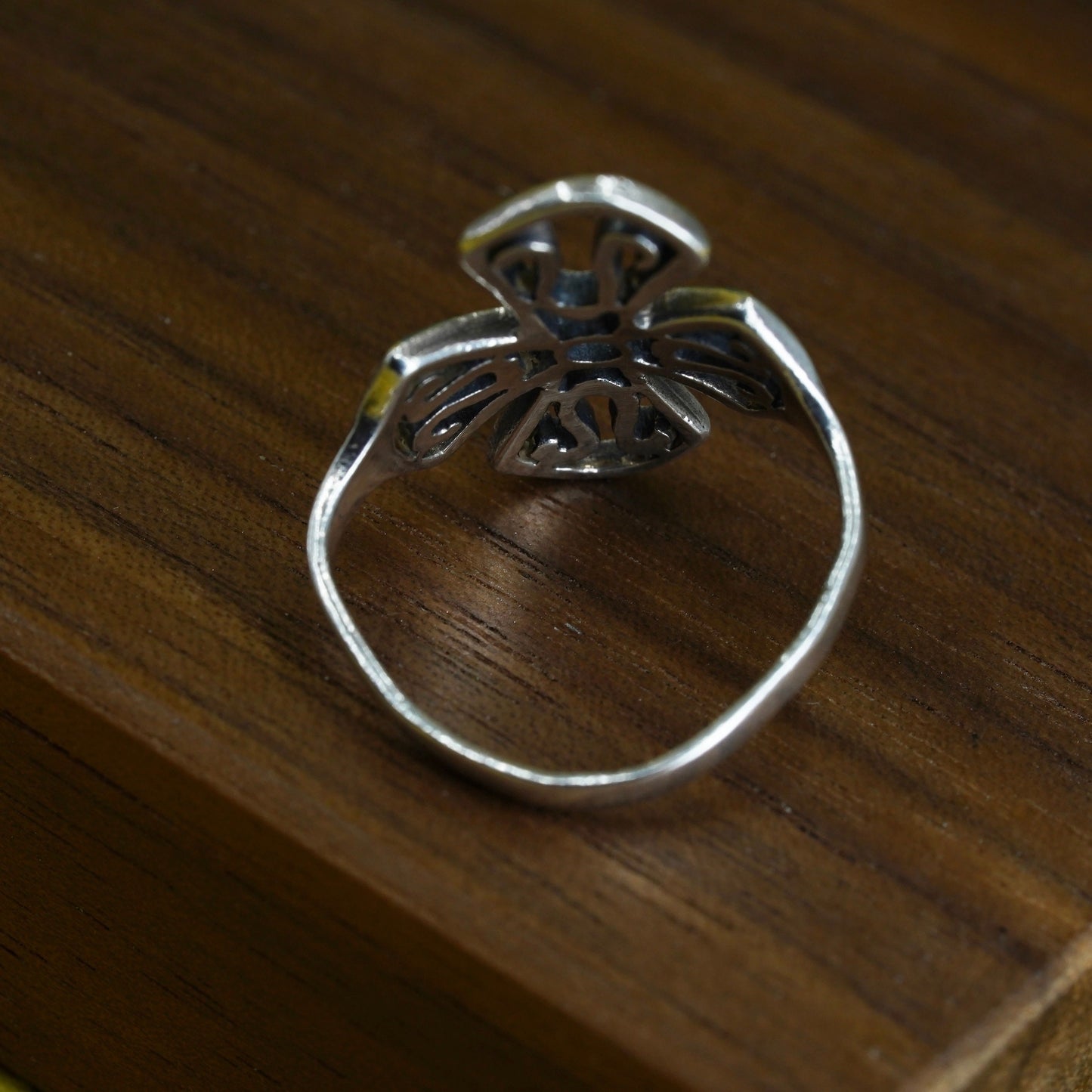 Size 5.75, vintage Sterling silver handmade ring, 925 filigree cross