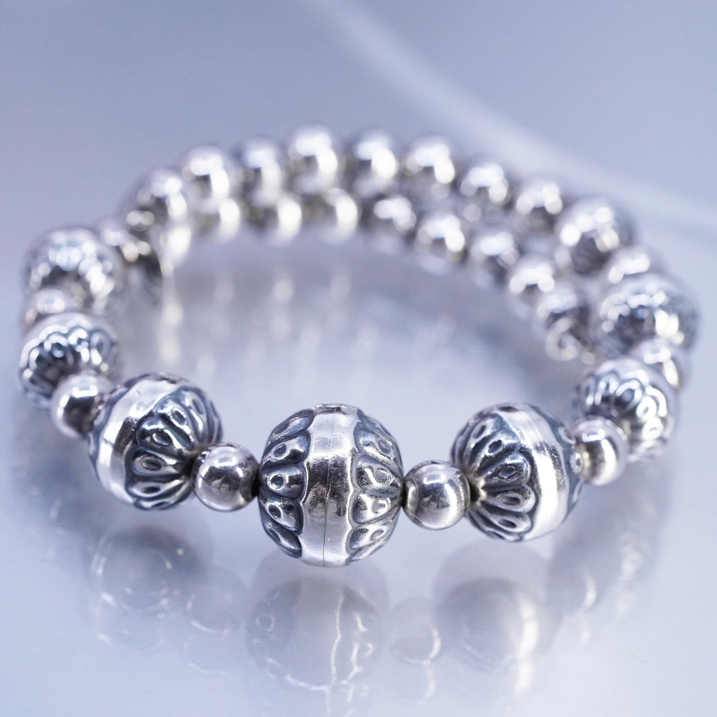 5.5”, Carolyn Pollack Relios Sterling Silver 925 Desert Pearl bead Bracelet