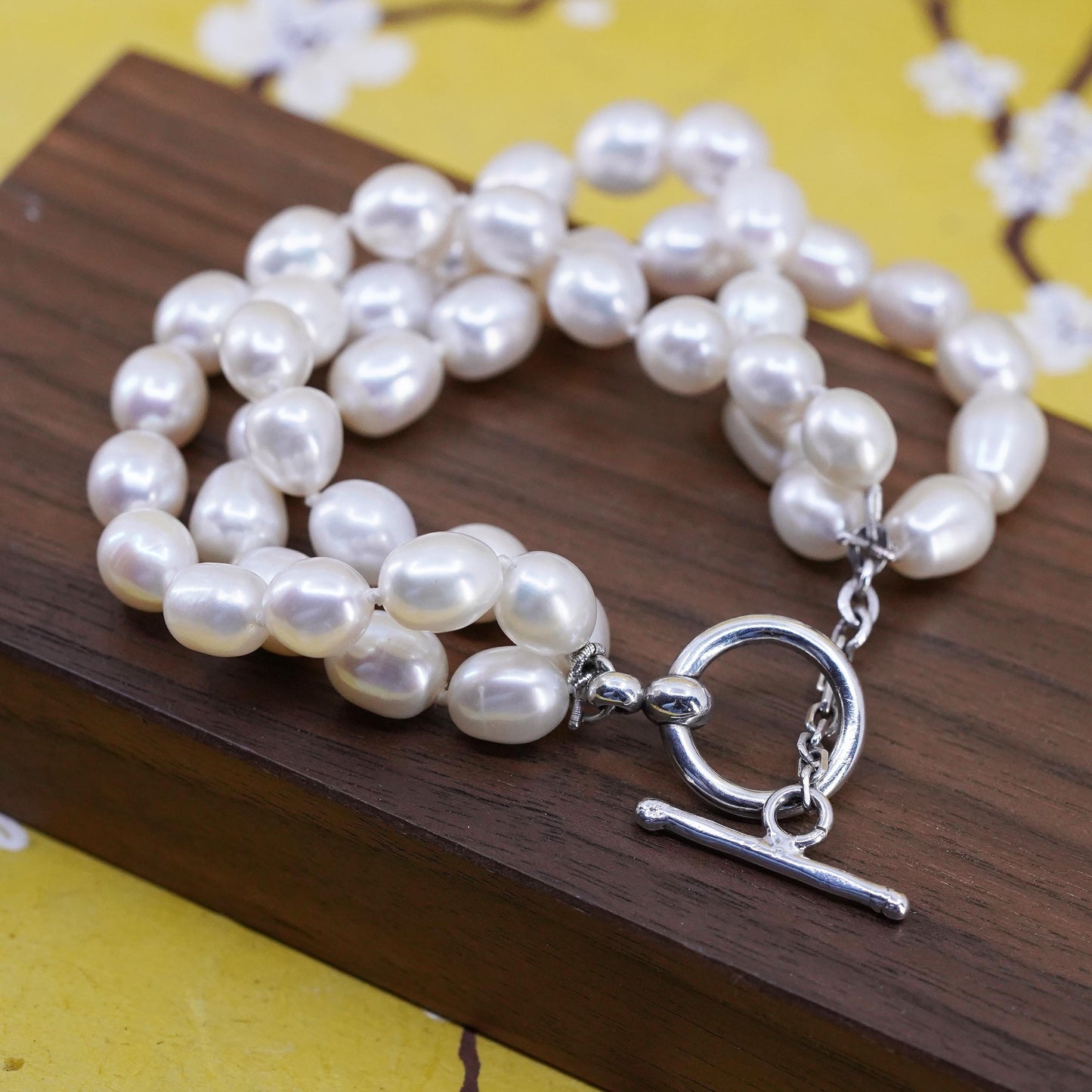 6.75”, triple strands Sterling silver bracelet with 925 silver toggle closure
