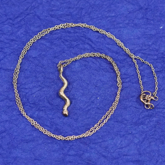 16”, vermeil gold over Sterling silver necklace, 925 circle chain lightening pendant