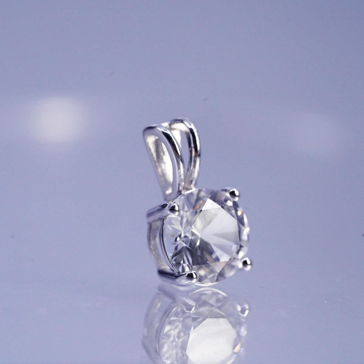 Vintage sterling 925 silver CZ Crystal pendant charm