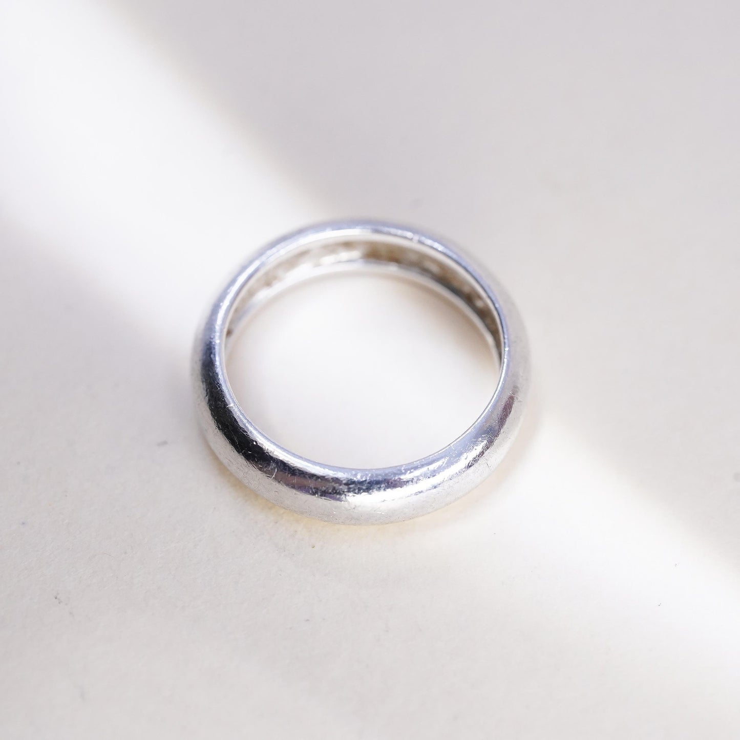 Size 6, Vintage sterling silver handmade ring, 925 silver band, wedding band