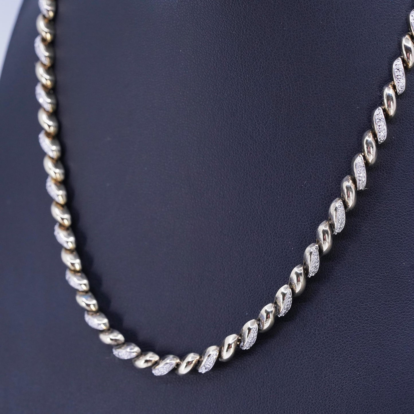 18" two tone vermeil gold over Sterling 925 silver San Marco necklace diamond