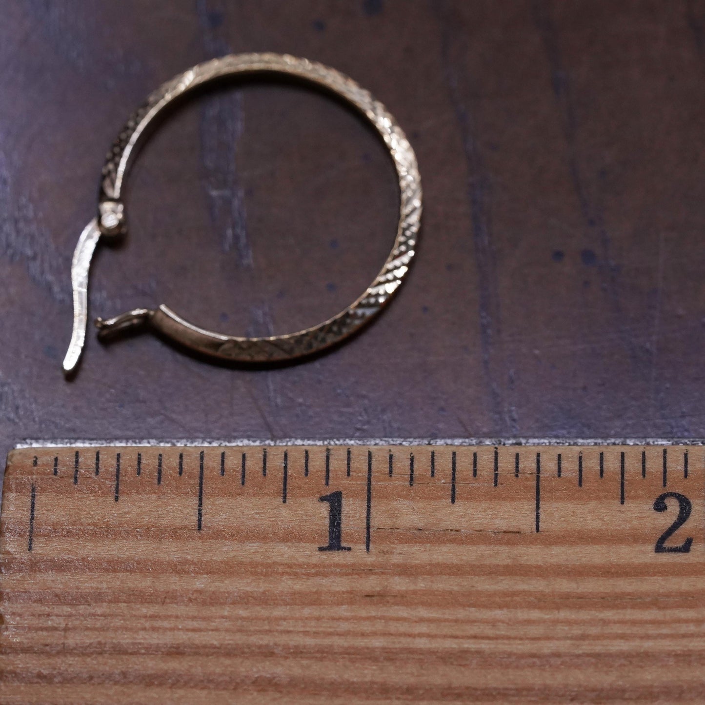 0.75", Vintage vermeil yellow gold over sterling silver single earring, hoop