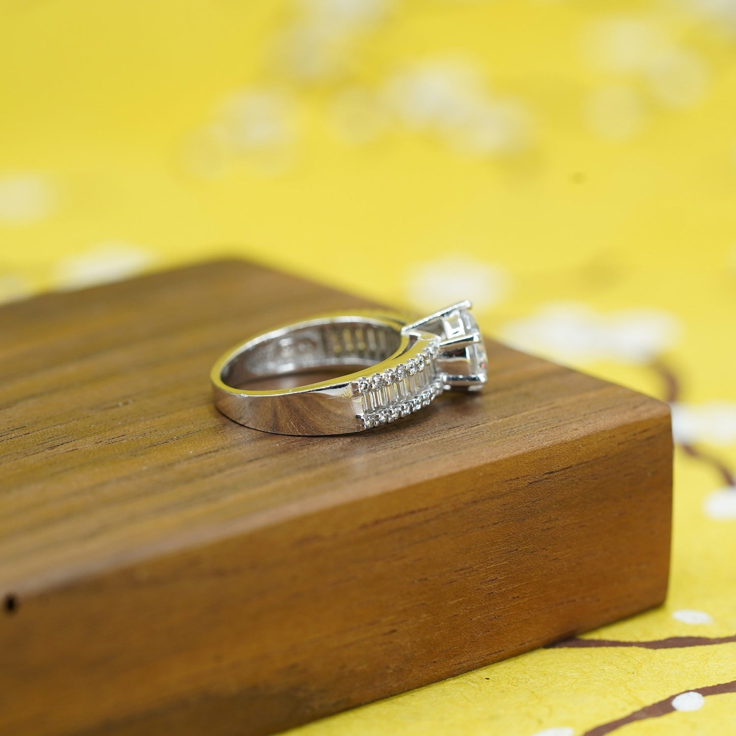 Size 7, vintage Sterling silver handmade ring, 925 engagement band with cz