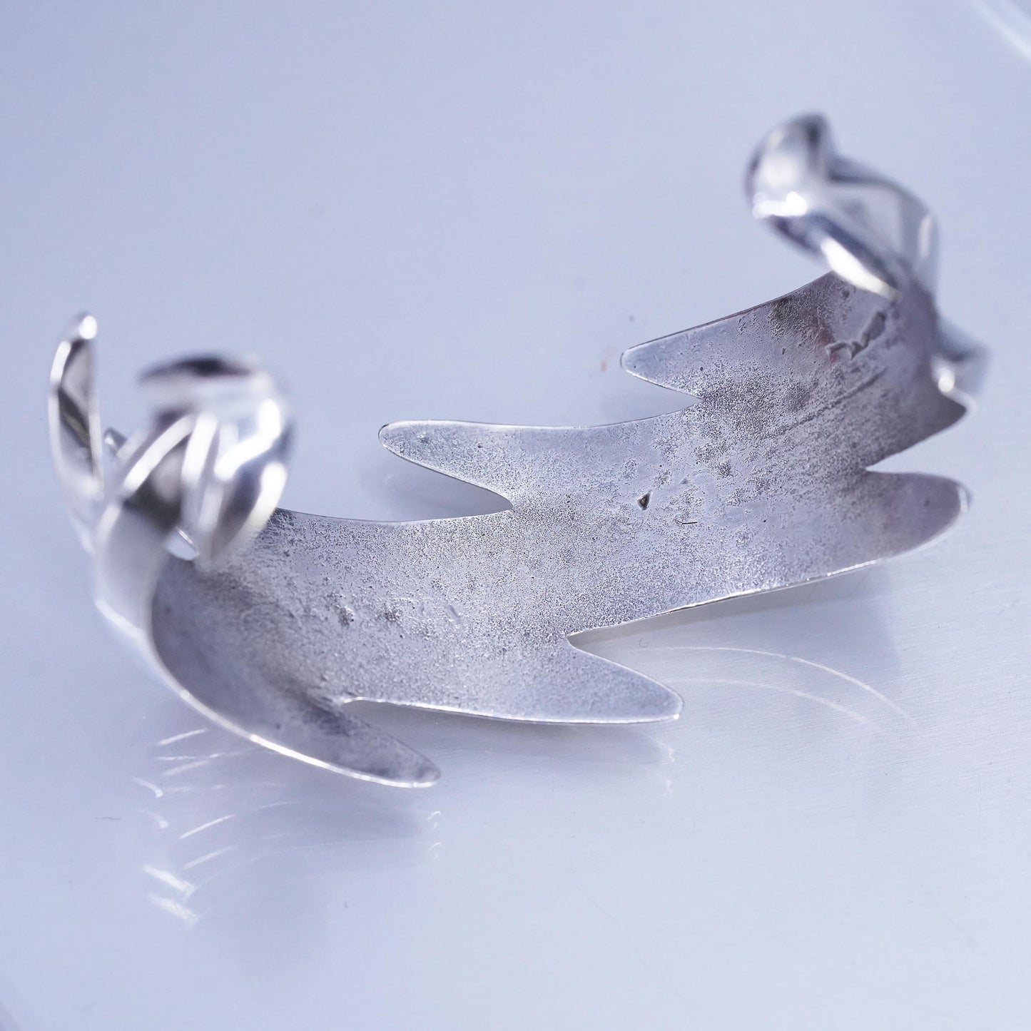 6.5”, Native American Atkinson Co Sterling 925 silver bracelet wide zigzag cuff