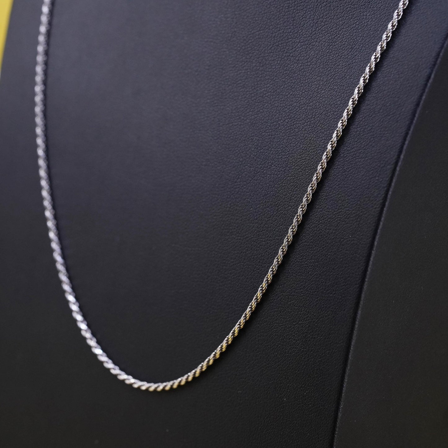 24" 2mm, vintage faded gold over Sterling silver necklace, Italy 925 rope chain