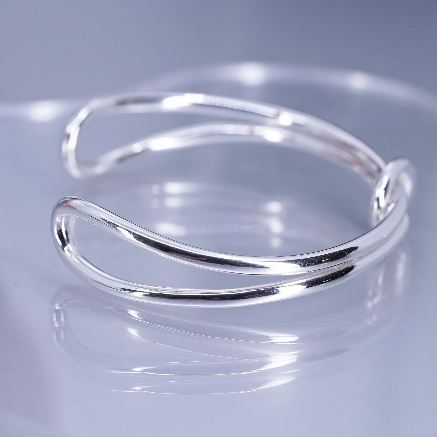 7.75”, Vintage Sterling 925 silver handmade bracelet, twisted knotted cuff