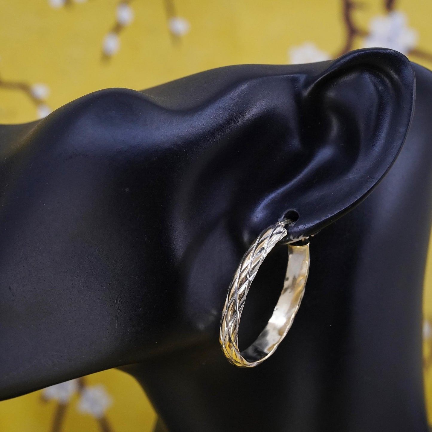 1.5”, Italia Crea vermeil gold over Sterling silver earrings, 925 oval hoops