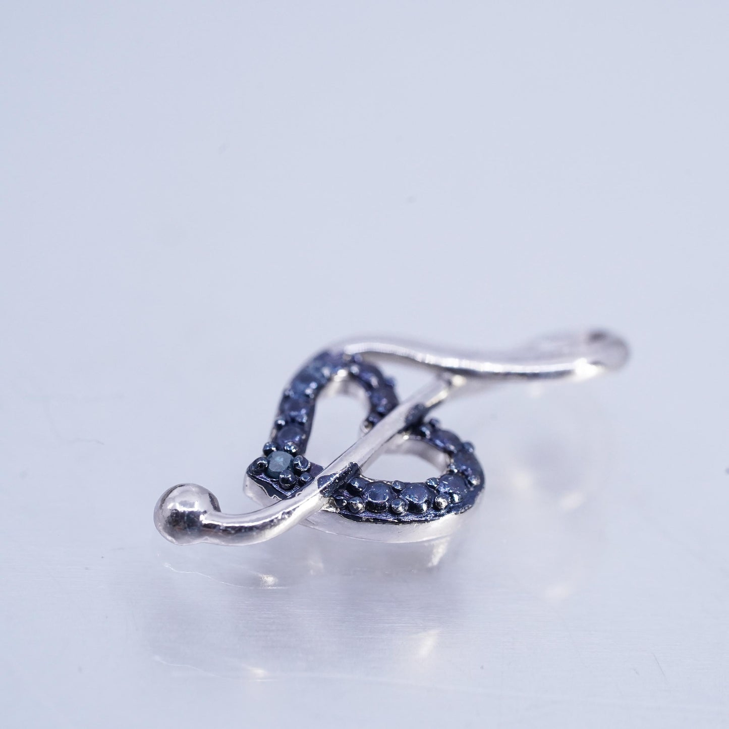 Vintage two tone sterling silver handmade pendant, 925 music note, melody charm