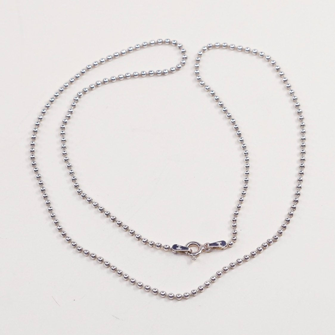 18", sterling silver beads chain, Italy made 925 silver necklace