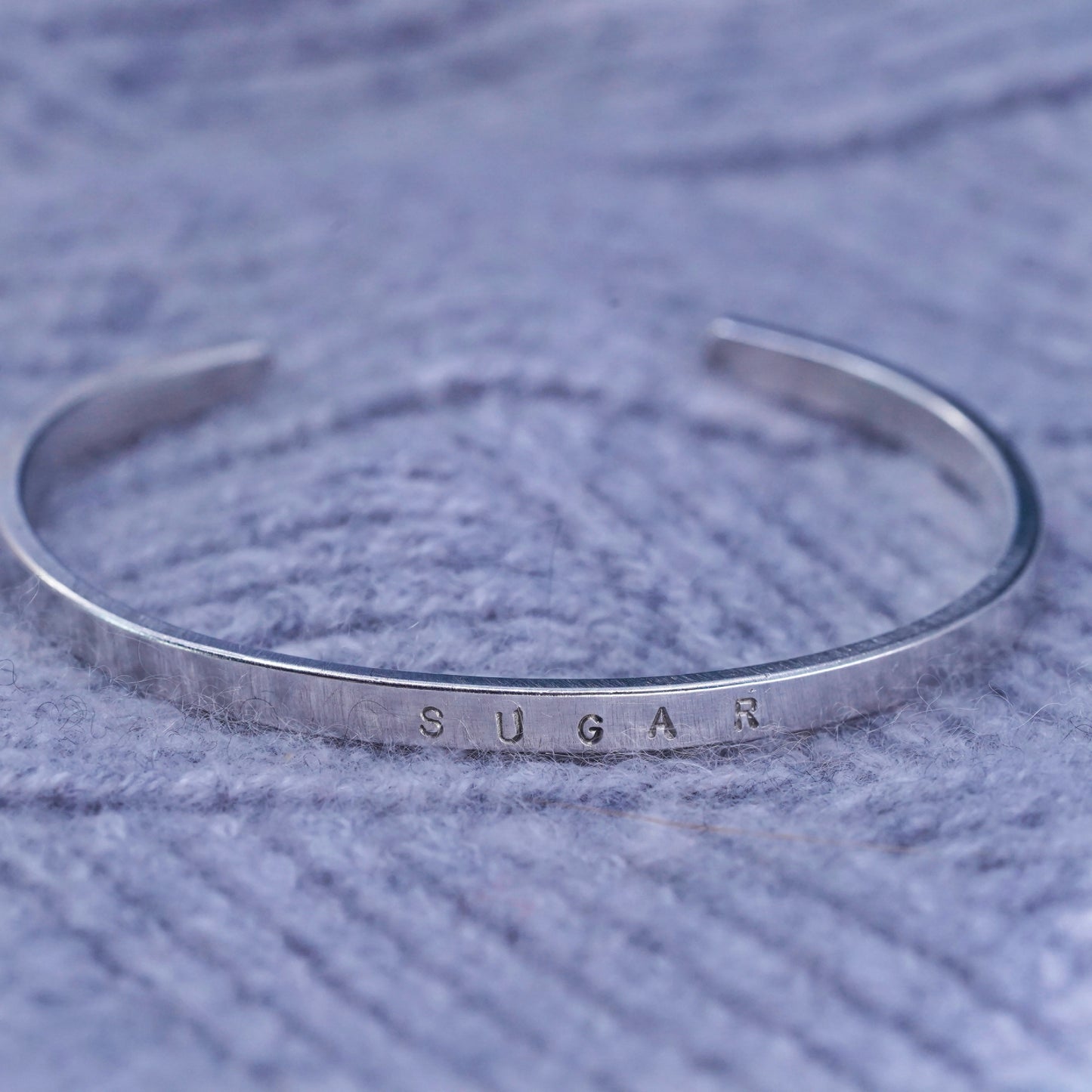 7", vintage sterling silver handmade bracelet, stackable 925 cuff “sugar"