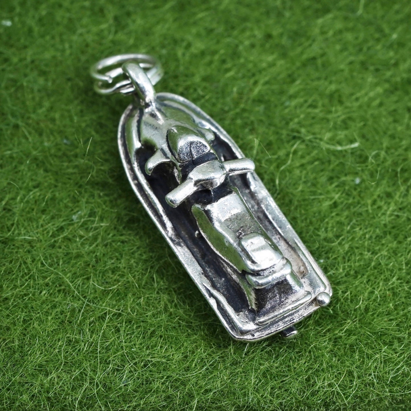 vintage Sterling silver handmade pendant, 925 jet ski charm
