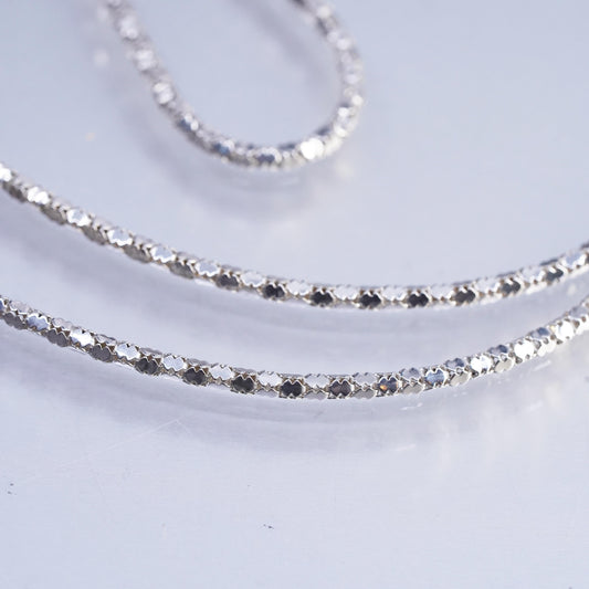 18” 2mm, vintage Milor Italian Sterling 925 silver popcorn chain necklace