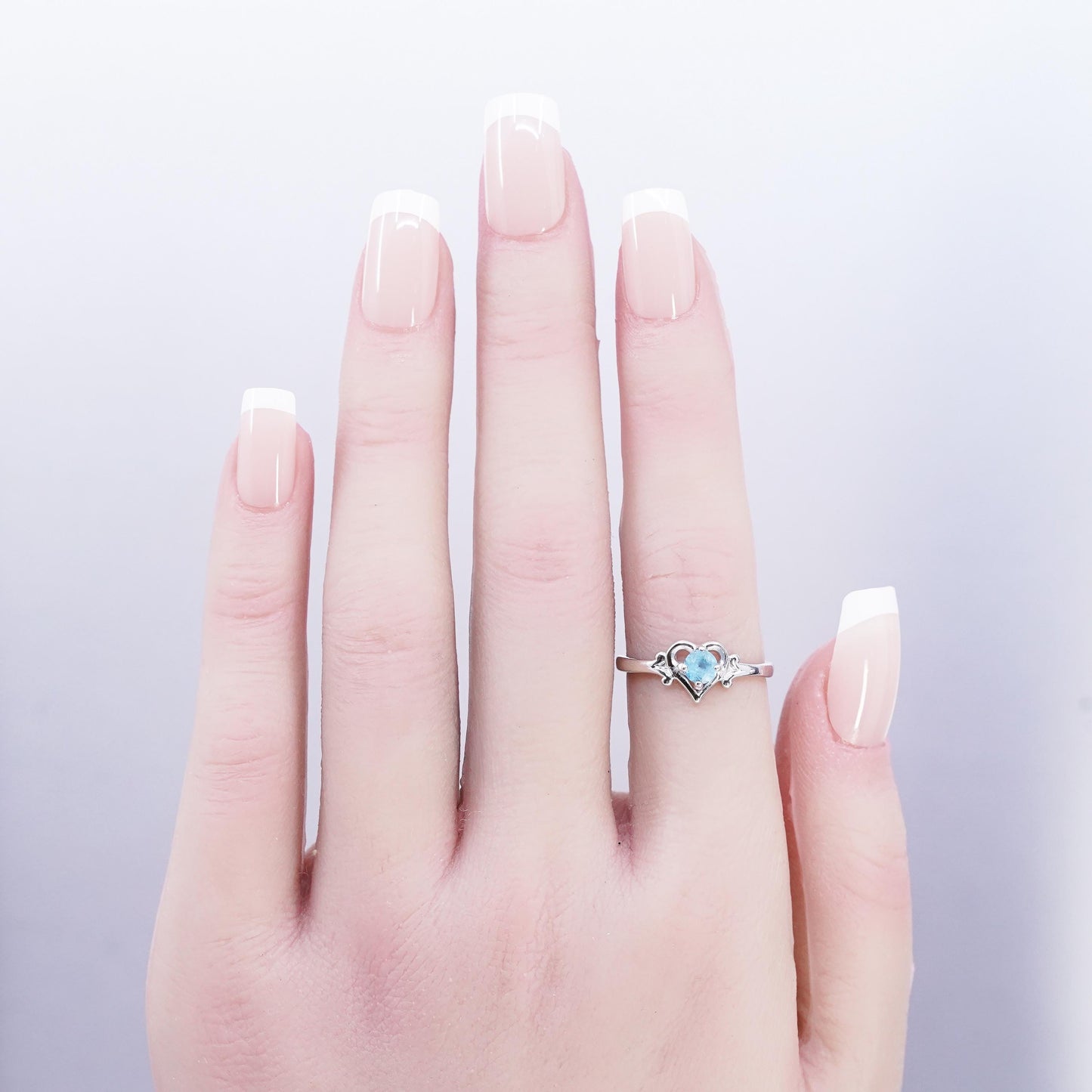 size 6.5, vintage Sterling Silver 925 engagement heart ring with topaz