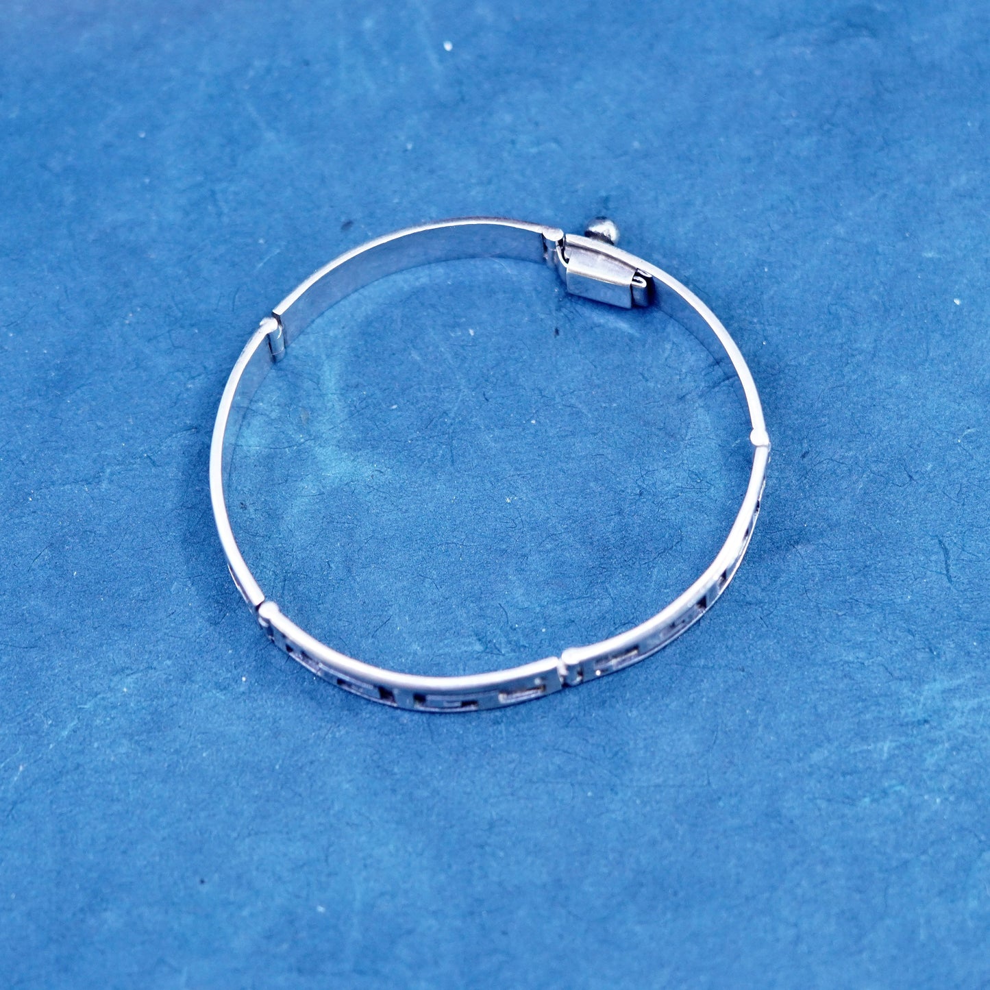 6.5”, Sterling silver handmade bracelet, 925 Greek key pattern tennis chain