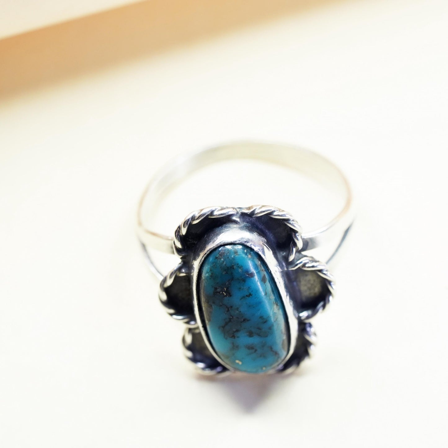 Size 9.5 Native American sterling 925 silver ring with turquoise, southwestern