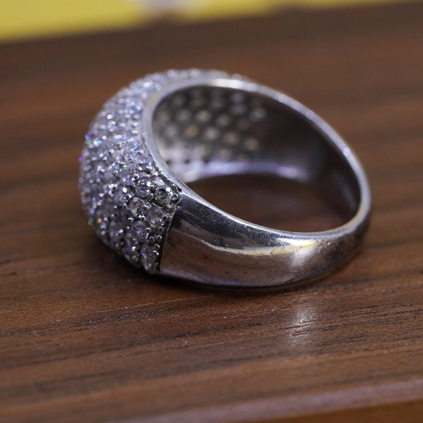 Size 8.25 vintage Sterling silver 925 cluster cz dome ring, statement band