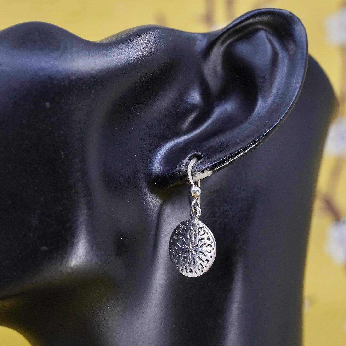 Vintage Sterling 925 silver handmade earrings with cut out dangles