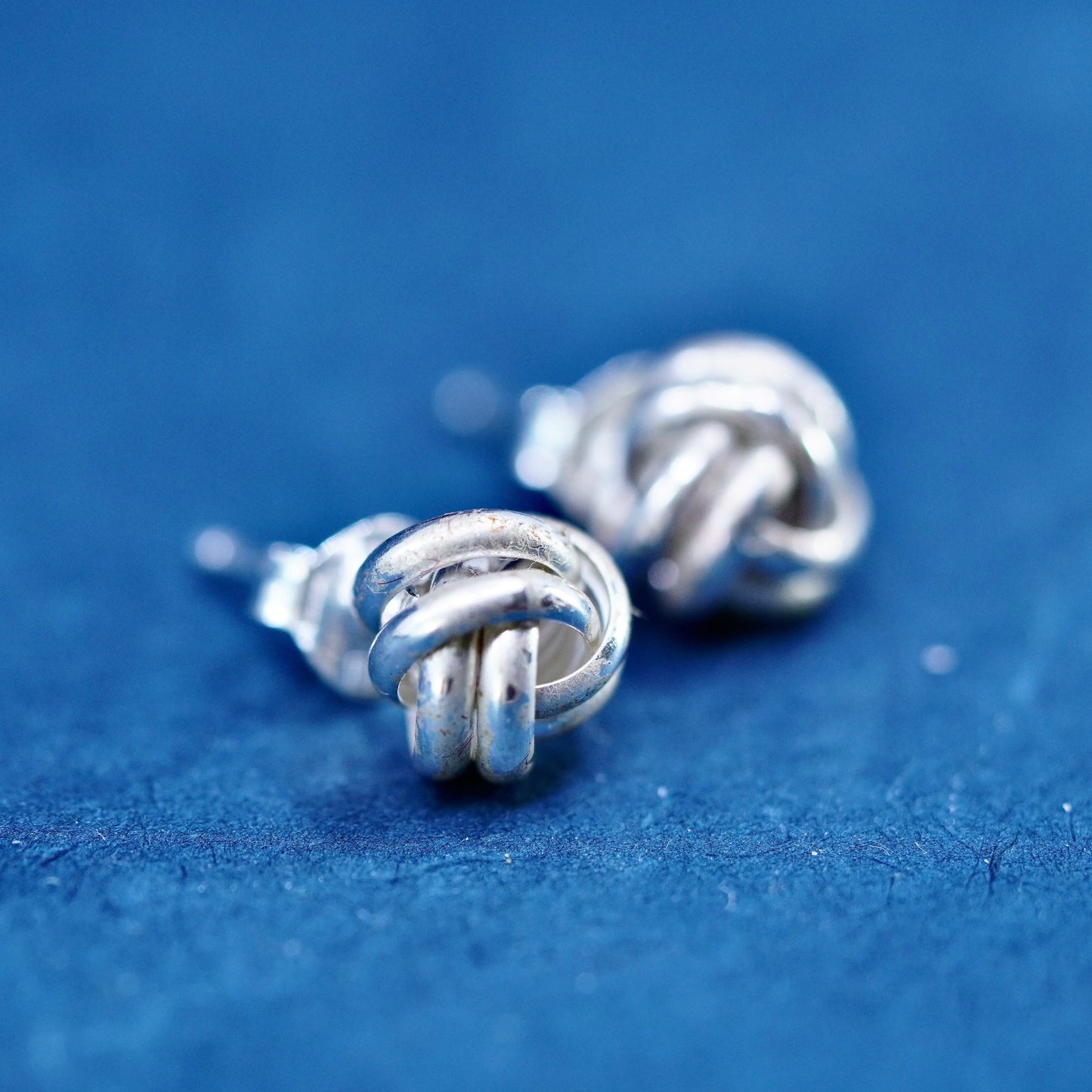 Vintage Sterling silver handmade earrings, 925 entwined studs