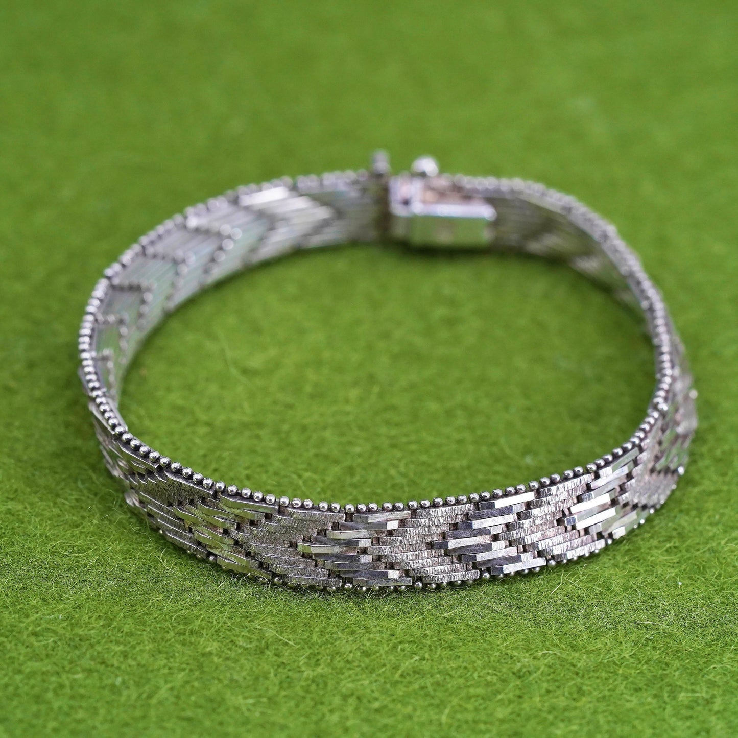 6.75", 8mm, Vintage sterling silver handmade bracelet, 925 silver Riccio chain