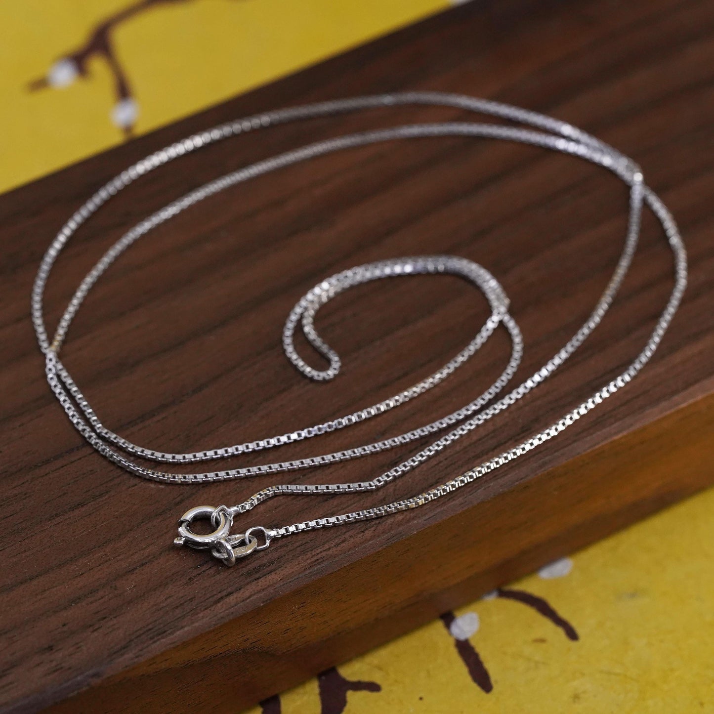 24", 1mm, vintage Italian Sterling silver box chain, Italy 925 necklace