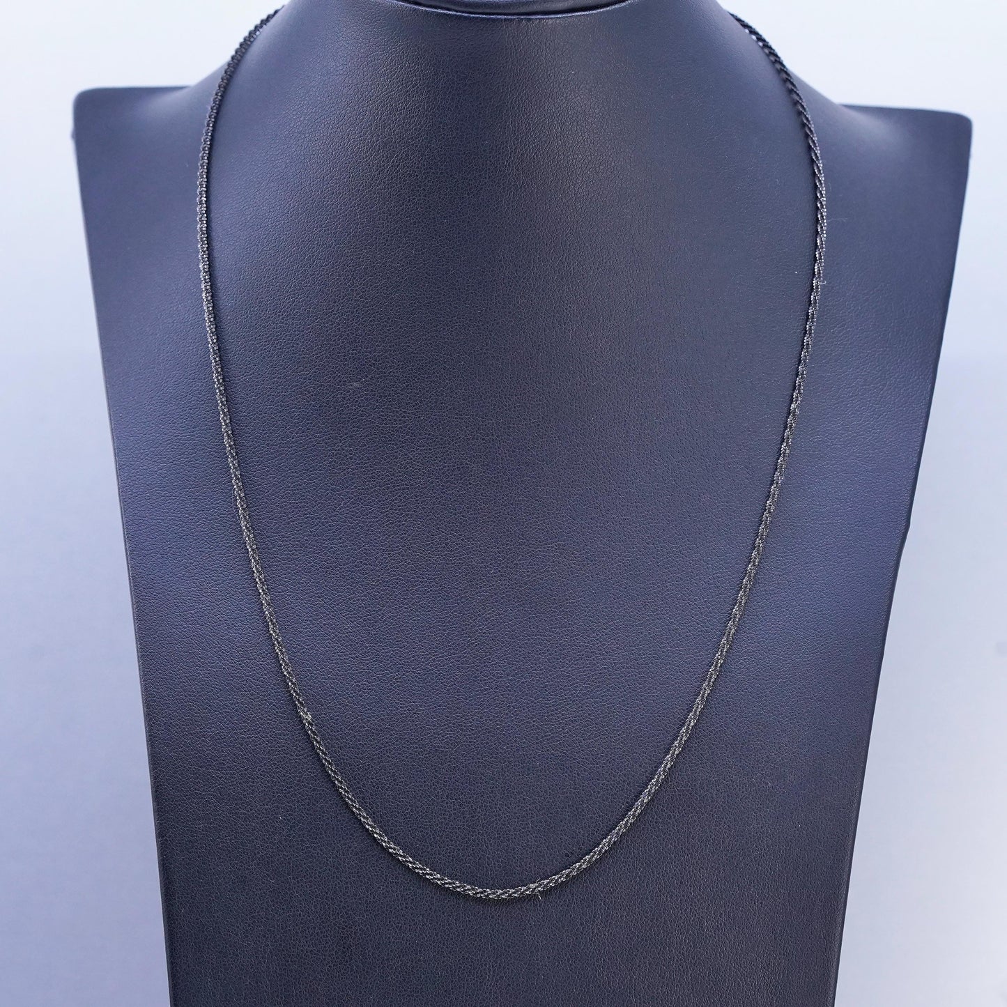 20", vintage Italian oxidized Sterling 925 silver twisted curb chain necklace