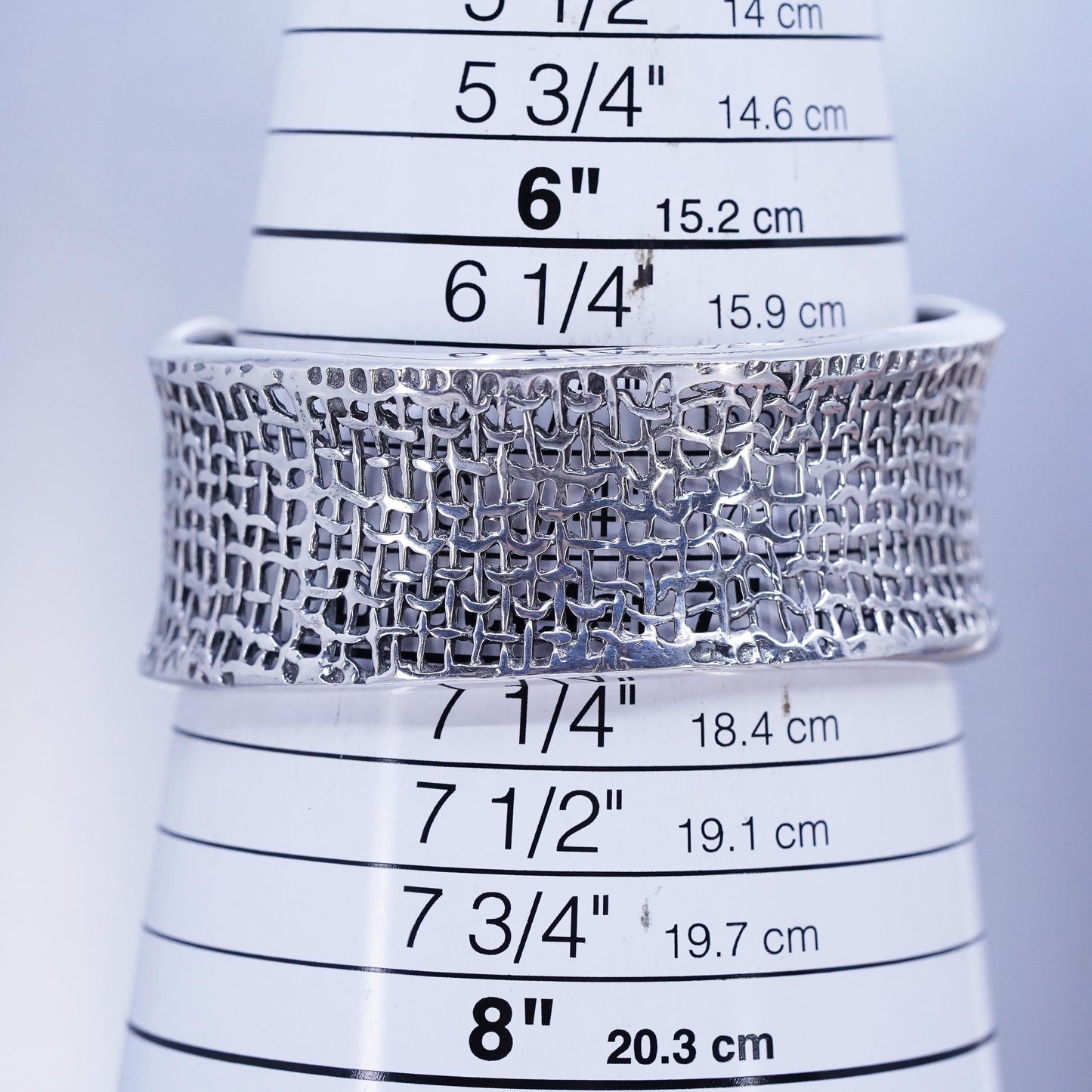 6.5”, Silpada 925 Sterling Silver Woven Mesh Open Cuff Bracelet Vintage