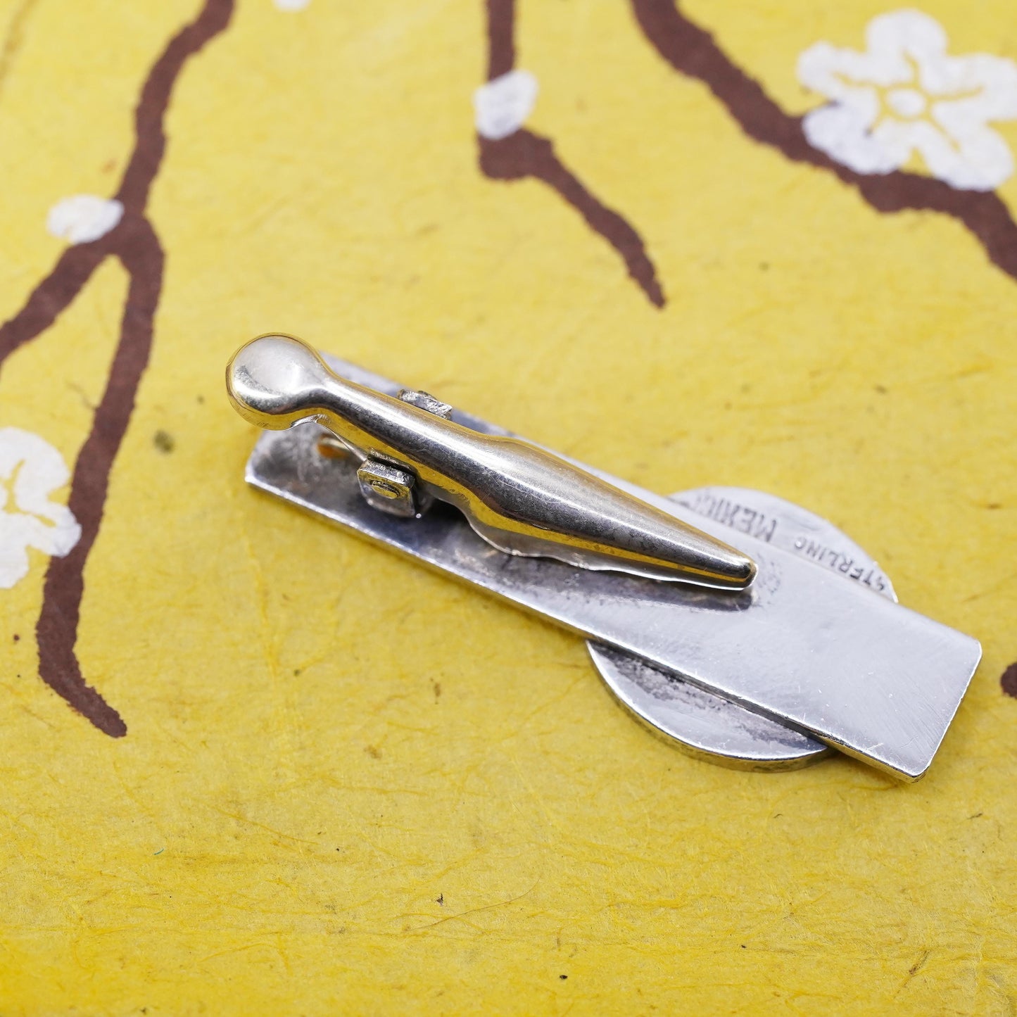 sterling silver handmade tie clip, modern 925 ribbed tie clip with sailing boat