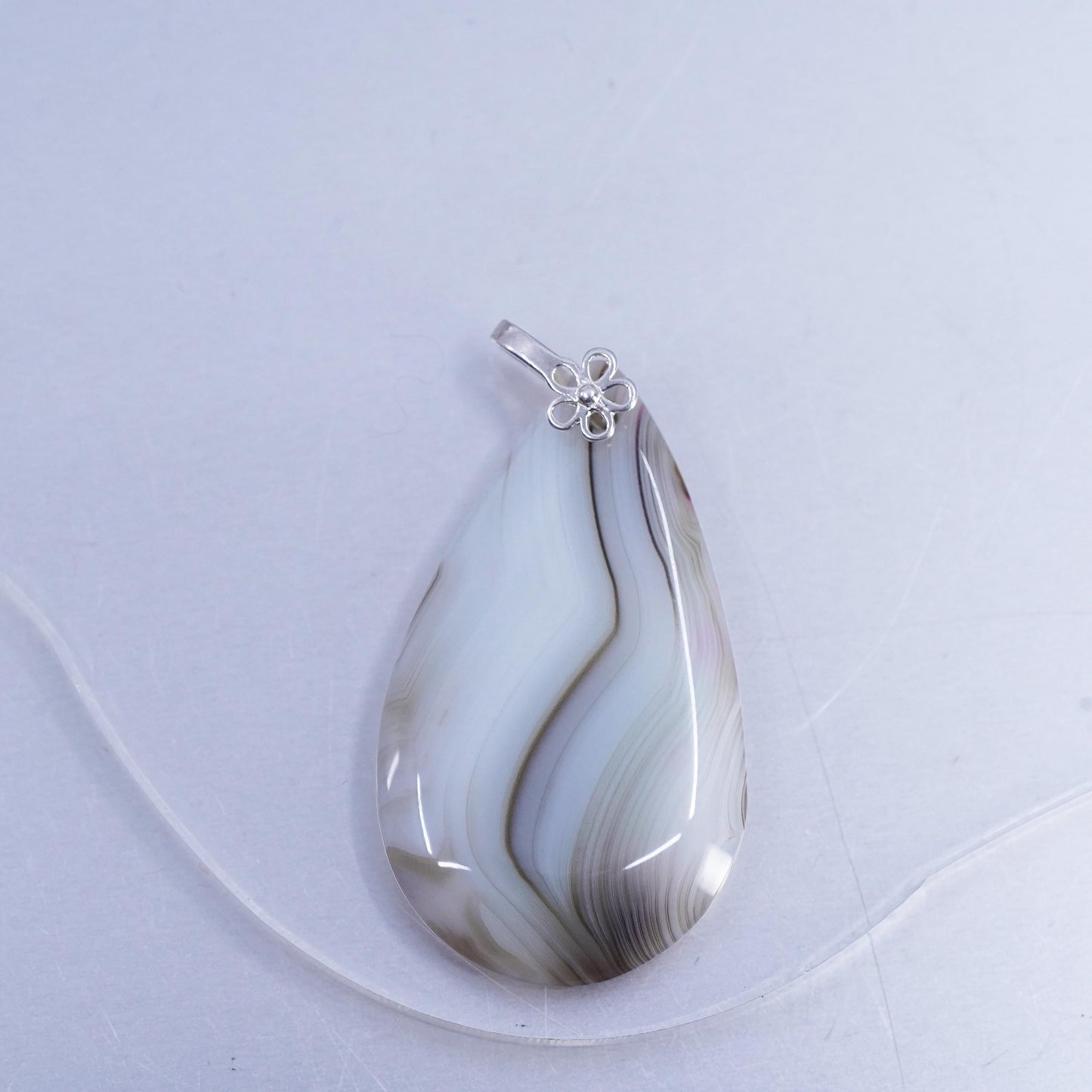 Vintage southwestern sterling 925 silver handmade pendant with lace agate