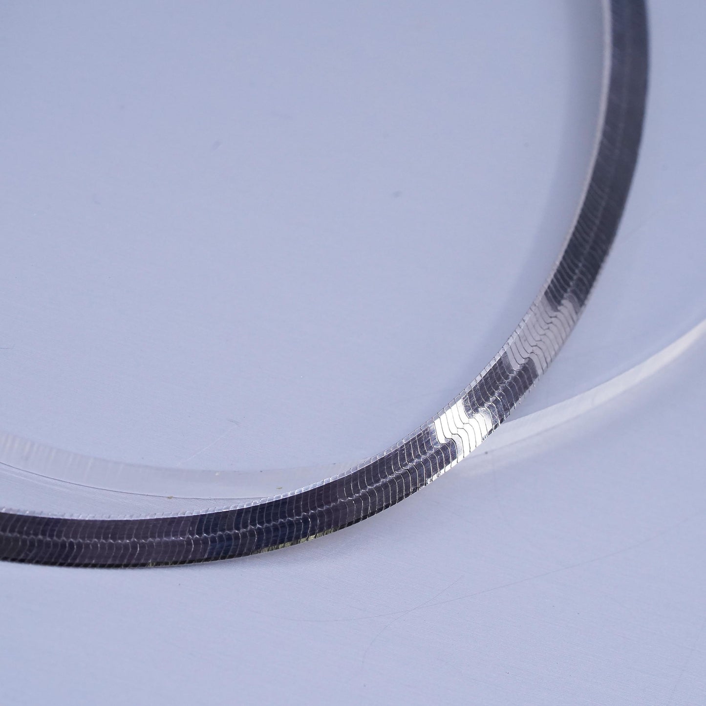 18” 4mm, vintage Italy Sterling 925 silver textured herringbone chain necklace
