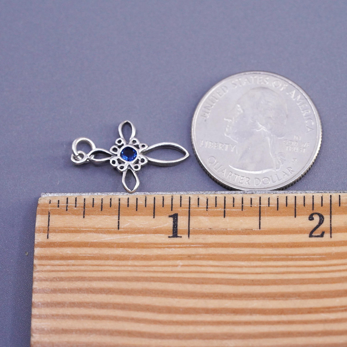 Vintage Sterling silver Handmade filigree charm, 925 cross pendant