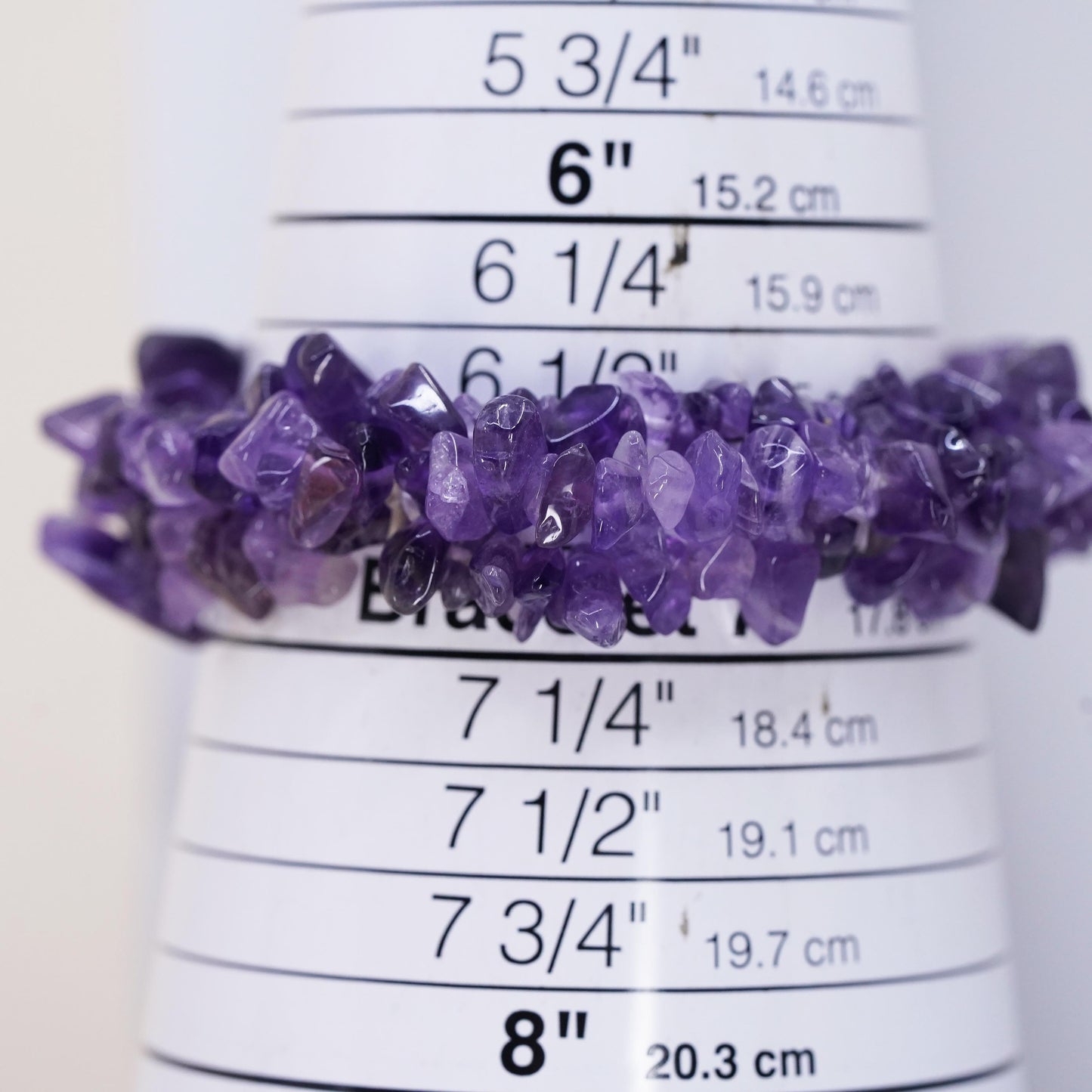 6.5", amethyst beads bracelet stretchy band sterling 925 silver cross charm