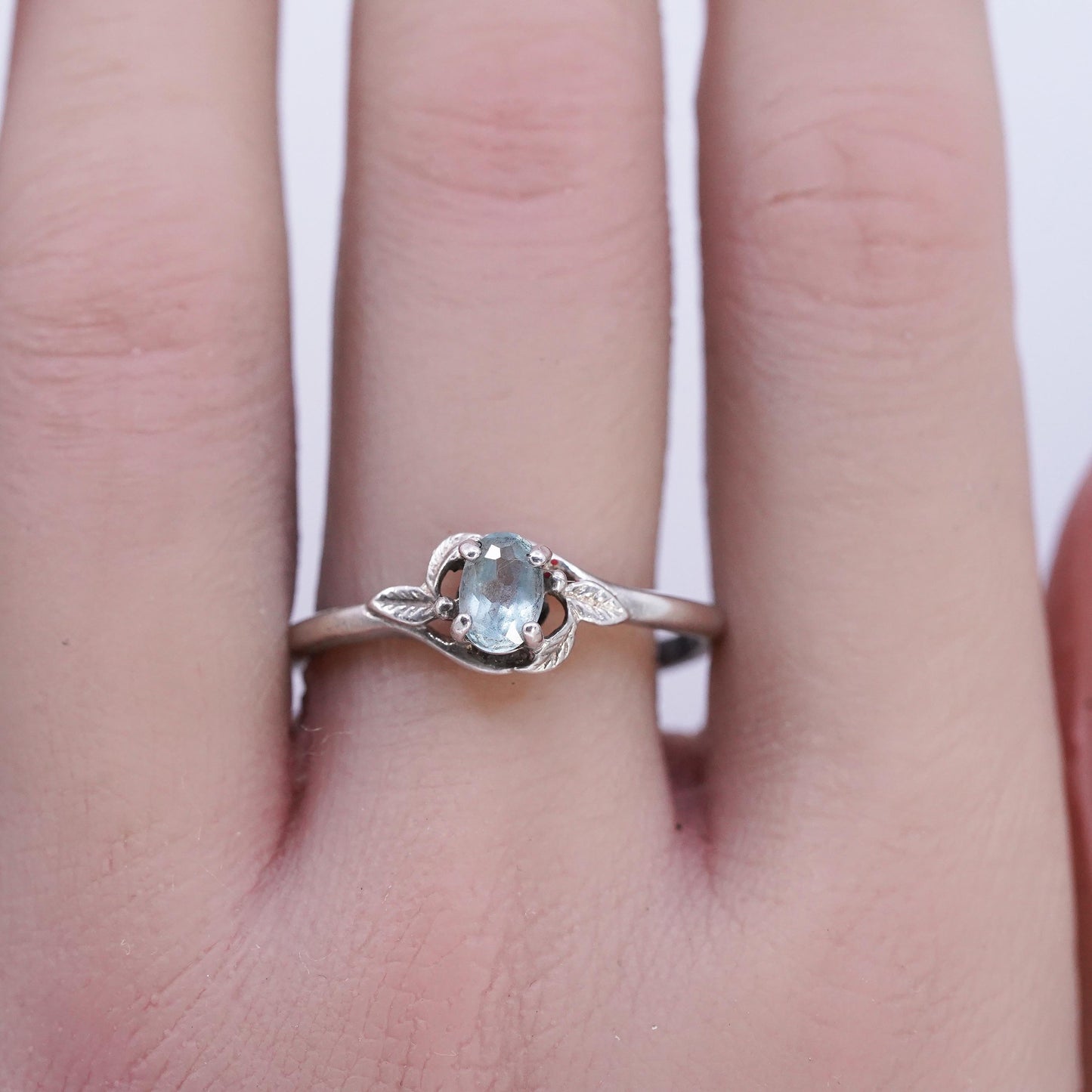 Size 9.5, vintage Sterling 925 silver handmade ring with blue topaz